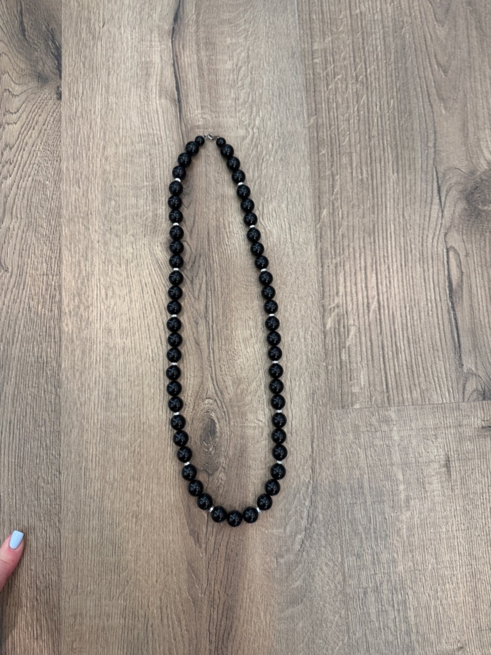 Hand Crafted Black Beaded Necklace with Subtle Shine